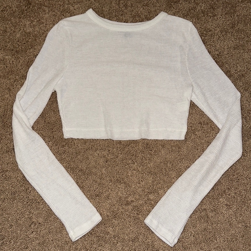 White Long Sleeve Crop Top